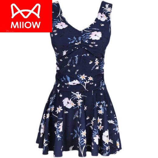 猫人（MiiOW）妈妈泳衣女遮肚显瘦保守游泳衣温泉大码分体2025年新款中老年泳装 12605藏蓝分体 3XL (建议140-160斤)
