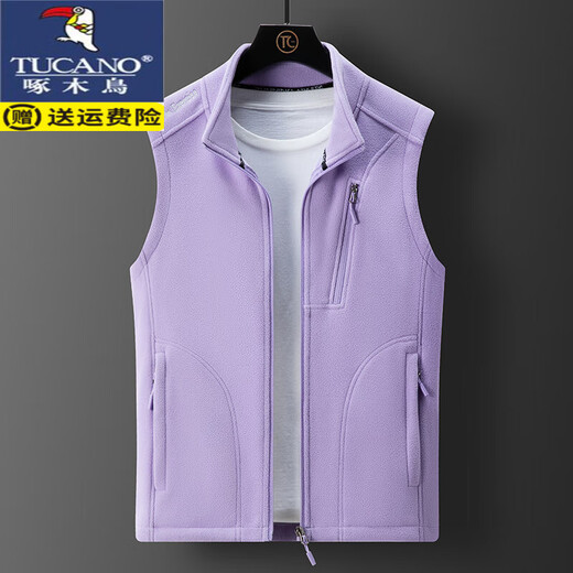 啄木鸟（TUCANO）情侣摇粒绒马甲男女秋冬季无袖坎肩抓绒背心户外保暖开衫立领外套 9277男-深灰 3XL