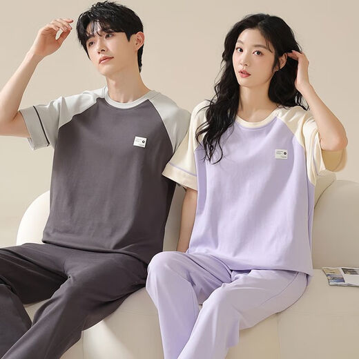 Yalu de alta calidad 2025 Nuevo pareja de pijamas algodón de algodón de verano pantalones de manga corta para hombres y mujeres con almohadillas para el cofre para ropa exterior X13301-13601# l Estilo de hombres: