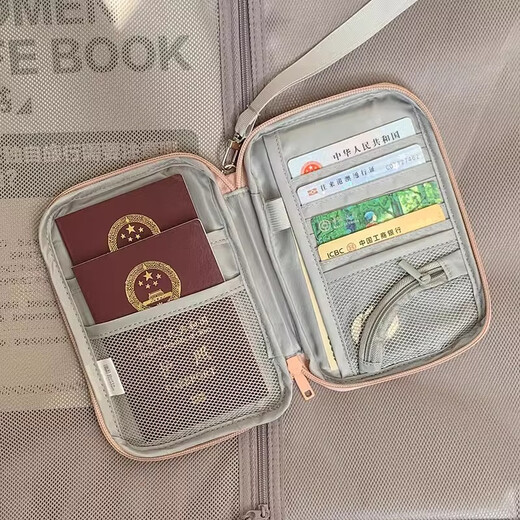 OUOETY护照收纳包随身登机牌证件保护套出国旅行家庭旅游零钱卡包护照夹 浅蓝色小号12*18*2cm