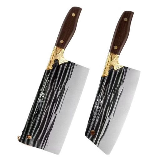 Fat Donglai's same style supermarket hand-forged kitchen knife Longquan bone knife slicing knife chef's chopping knife stainless steel vegetable cutting Longquan two-piece set chef-level sharp