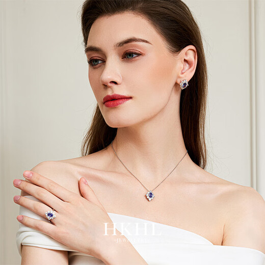 OlevoHKHL Star Language sterling silver tanzanite sapphire necklace women's light luxury niche clavicle chain high-end birthday gift Star Language set (necklace + earrings + ring) + brand gift box