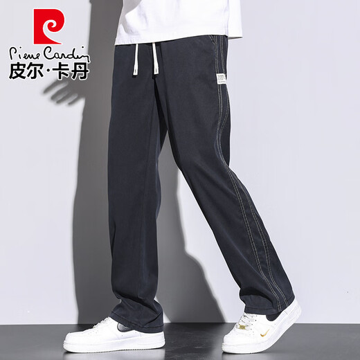 皮尔卡丹（pierre cardin）夏季天丝裤子男直筒宽松拖地潮牌阔腿裤2025秋天薄款休闲长裤男生 1048灰色 M 码