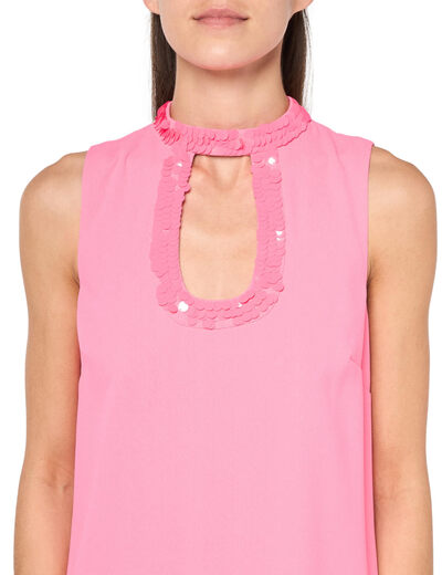 Trina Turk Women's Hollow Sequin Collar Bodycon Dress Pink Paradise 4