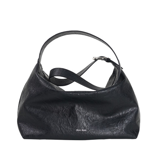 KONIKONI men's crossbody bag genuine leather men's bag shoulder bag large capacity tote bag casual large bag 2026 new commuter men's bag black shoulder strap adjustable