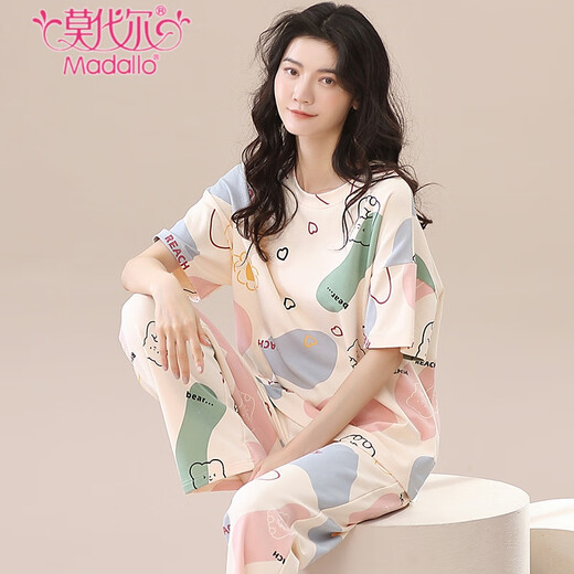 Modal new pajamas for women in summer pure cotton short-sleeved trousers for summer loose can be worn outside for women's home clothes thin two-piece set YS-683 L