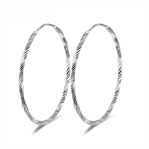 Qianshu (QIANSHU) pt950 platinum large earrings for women, platinum large hoop earrings, turned twist earrings, exaggerated personality earrings, diameter about 2cm, weight about 2.5-2.7g