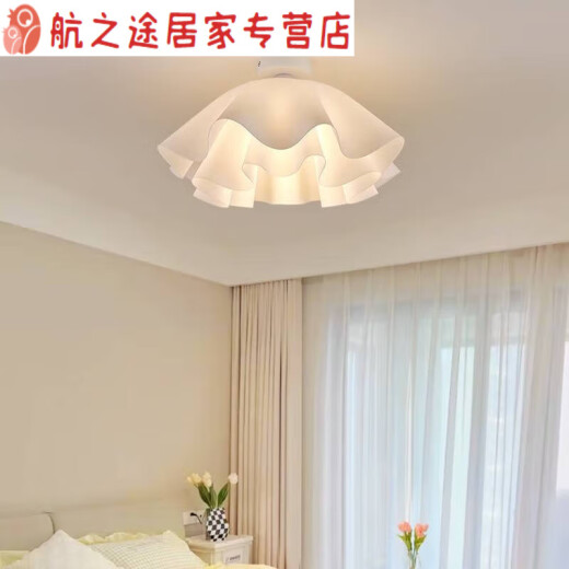君默卧室吊灯吸顶灯简约现代床头灯主卧灯法式温馨家用吧台餐厅灯508 9735-X白色35cm-三色变光12W