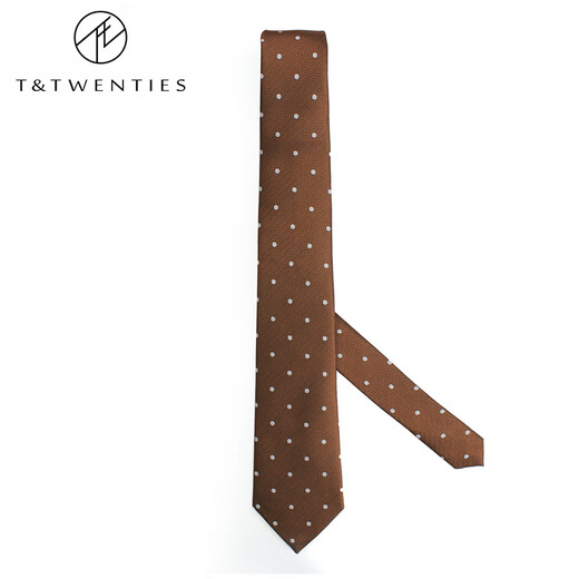T / vingt ans French Polka Dot Brown Silk Tie à rythme des hommes Brown Brown Men's Formeal Weffice Retro Retro Mariage Tendance Cravate + Pocket Pocket Veste Tie Boîte cadeau