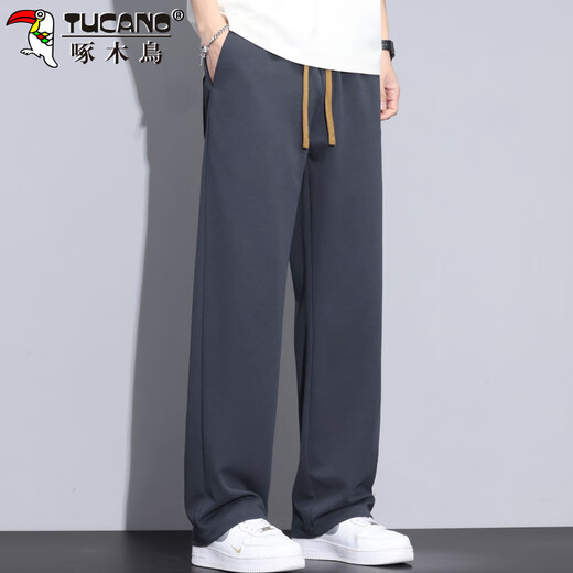
Woodpecker (TUCANO) pants men's casual pants men's summer thin loose straight wide-leg American sports trousers dark gray XL