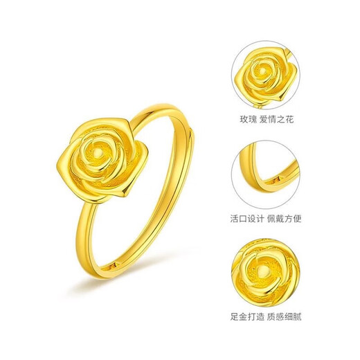 MARK FDR gold-plated silver rose flower ring, women's exquisite and fashionable live ring, high-end Valentine's Day gift for girlfriend, flower open ring