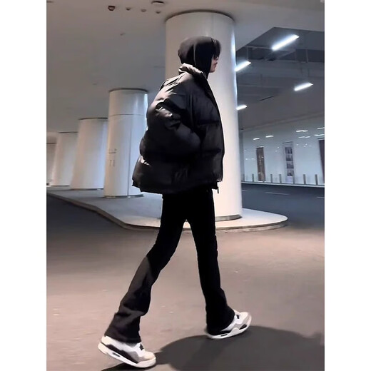 迪伽达黑色柳叶弯刀牛仔裤子男士春秋夏季款痞帅弹力美式高街直筒微喇裤 DFFS-701黑色 S