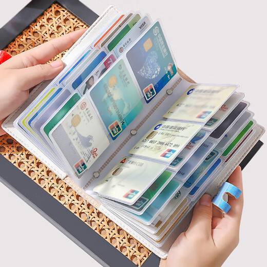 Kuqi Kangaroo large-capacity card holder, multiple card slots, long card holder, women's anti-degaussing bank card holder, men's business card holder, document storage, good luck, 96 card slots + 2 functional slots