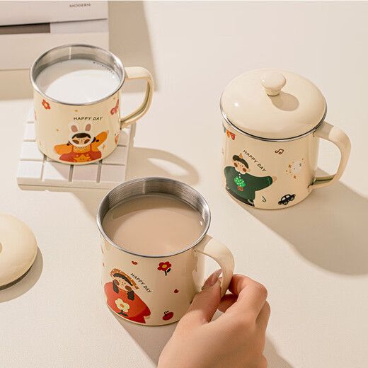 TREEJACK 316L Stainless Steel Children's Cartoon Mark Water Cup Baby's Special Mouthwash Drinking Cup Milk Juice Drink Cup