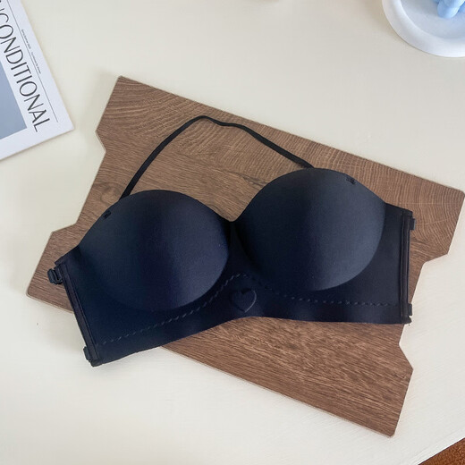 NJSKAKW Seamless Cross Hanging Neck Beautiful Back Bra Push Up Small Breast Showcase Non-Slip Invisible Bra Bandeau Wrap Bra One Piece Light Skin L 36/80ABC