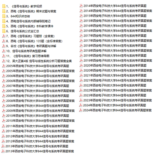 
2026 Xi'an University of Electronic Science and Technology 844 Signal and System Postgraduate Entrance Examination Questions Xi'an University of Electronic Science and Technology 844 Signal Preliminary Test Materials Electronic Version