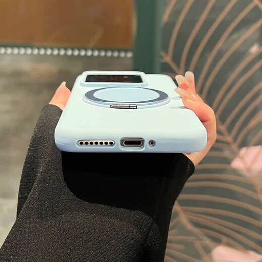 Suitable for Xiaomi 15Pro mobile phone case, new 360 swivel stand, Xiaomi 14pro liquid silicone anti-fingerprint simple matte women's anti-fall skin feel all-inclusive 17Pro dirt-resistant blue mist blue liquid silicone comes with 360 swivel stand Xiaomi 15