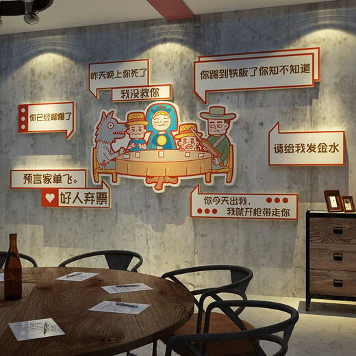 Shangmei Decoration Home Internet Célébrité Script Kill Kill Shop Decoration Arelwolf Kill Game Bandouard Contexte Autocollants Mur