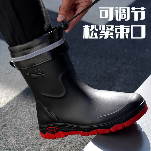 回力雨鞋男中筒防滑防水鞋户外洗车外卖骑手钓鱼耐磨雨靴套鞋5388黑42