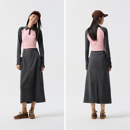 Semir skirt women's slit straight long skirt salt style cool spring street cool sassy hot girl workwear skirt mountain style gray tone 00422 S