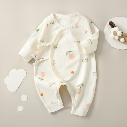 [Reine Baumwollkletterkleidung] Babykleidung Ein reines Baumwollbaby Jumpsuit 0-3 Monate alte Neugeborenen Basis Mantel M12013 Blaue Libelle 66 cm