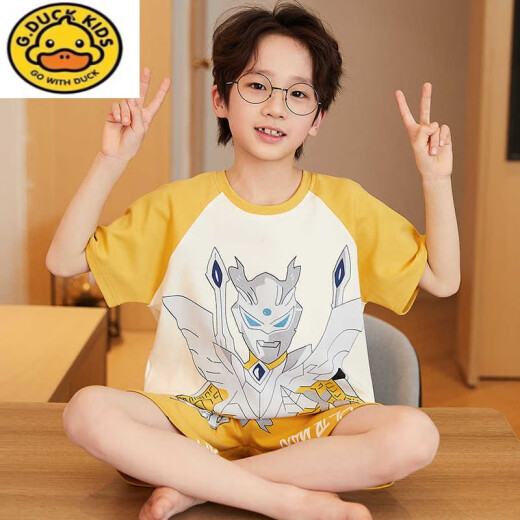 G.Duckkids Kinderpyjamas Junge Cerro kurzärmelig 2025 Neue Sommer Pure Cotton Baby Jungen Home Kleidung mittelgroße Kinder dünne N679 Shining Telligan [neuestes Modell] 50 große Kindergröße [High 1cm/g