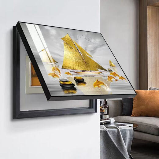 Electric meter box decoration painting without punching and covering hanging painting Modern living room dining room empty box mural distribution cabinet main switch kh719-A2 Feilai Fulu 60*50 [can cover horizontal length 53* vertical height 43] x