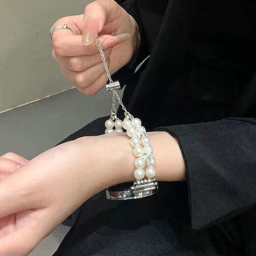 佐仕盾适用GT5表带华为GT4手表女款表带GT3带钻珍珠链GT2潮款watch43替换带Fit3轻奢透气高级感手环1098 白色 华为GT5(表盘41mm)