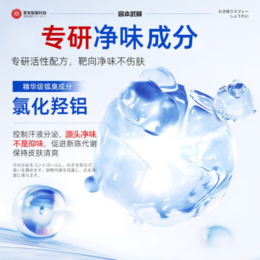 Miyamoto Musashi Aluminum Hydroxychloride Body Odor Spray 30ml*3 bottles Armpit Antiperspirant Lotion Root Deodorization Unisex