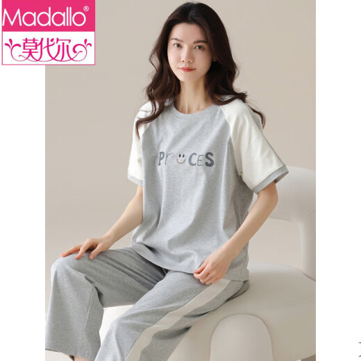 Modal Pajamas de algodón de manga corta Traje para mujeres Pantalones de verano Ropa para el hogar Estilo coreano Se puede usar en el exterior de la caricatura de verano Pajamas Y9717 m (recomendado 75-95Jin [Jin equivale a 0.5 kg])