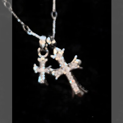 QUAMER Old Phoenix Gold Store Double Cross Zircon Long Sweater Chain Women's 2025 New Light Luxury Niche Fashion Silver Long Necklace 1479
