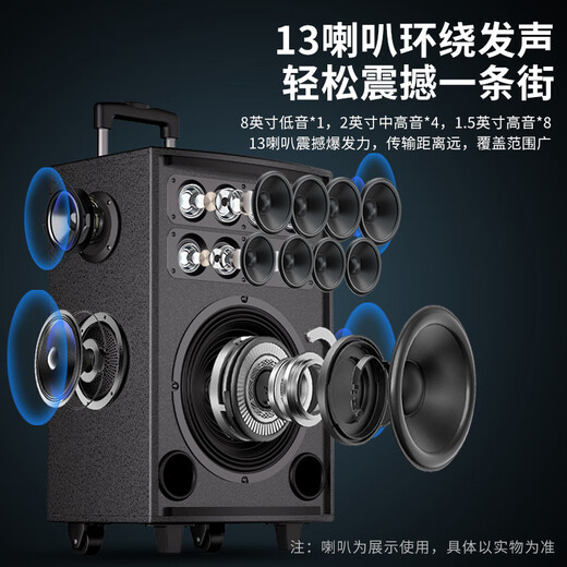 Sony Ericsson (soaiy) X60 high-power 13-speaker subwoofer square dance outdoor karaoke Bluetooth electric acoustic guitar instrument speaker rod speaker amplifier dual microphone 8 inches