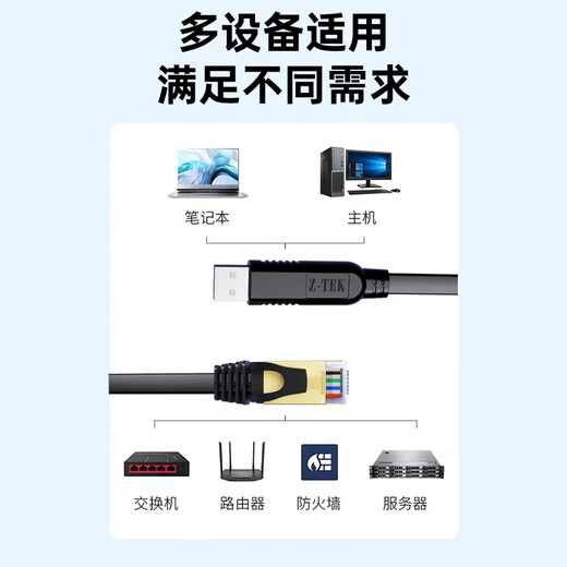 Z-TEK Console debugging cable FTDI chip USB to RJ45 suitable for Huawei server Tenda TP-LINK router switch ZE725