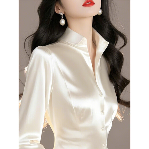 AEMAPE2026 Spring New Temperament Top Unique, Beautiful, Western Style Cool Watery Waist Shirt Women White L 115-130Jin Jin equals 0.5 kg