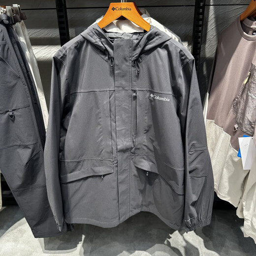 Columbia 25 Frühlings- und Sommer-Neue Columbia Herren winddichte wasserdichte Kapuze-Einschichtjacke XE4839 XE4839011 Black Grey S
