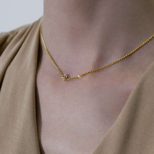 Chishe high-end 18K gold dropstone pendant necklace for women thick gold color gold clavicle neck chain ins simple and versatile solid version 37+3cm ready stock