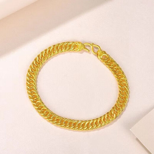 NXO9999 Bracelet en or réel plaqué pour les hommes pour hommes et femmes Nouveau style, Gold Gold Horse Whip Boss Chain Wide Face Gift [Golden 9999] BOSS BRACLET 18 grammes [comptoir] 13968 Yuan
