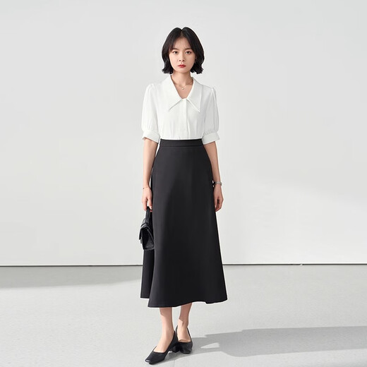 Lady Bird black professional skirt female interview autumn and winter high-end suit a-line skirt umbrella skirt commuting formal skirt commuting