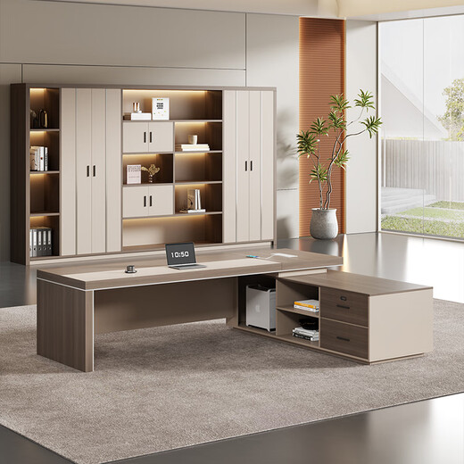 Banran light luxury boss desk and chair combination simple modern atmosphere executive desk high-end back cabinet president manager desk office furniture 1.8 meters boss desk