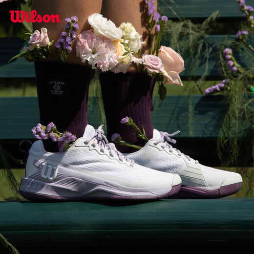 威尔胜（Wilson）女款RUSH PRO 4.5稳定系列运动训练专业竞赛网球鞋 【白色/紫色】WRS335510 37 -US 6.5
