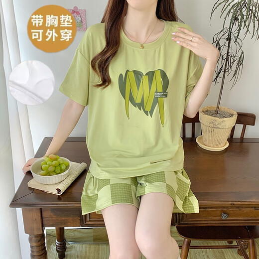 CamalgOri ice silk pajamas short sleeves with chest pads modal women's summer bear cute girl's home clothing code casual home clothing high quality 12611 women's M size (70-95 Jin [Jin equals 0.5 kg]) equal size