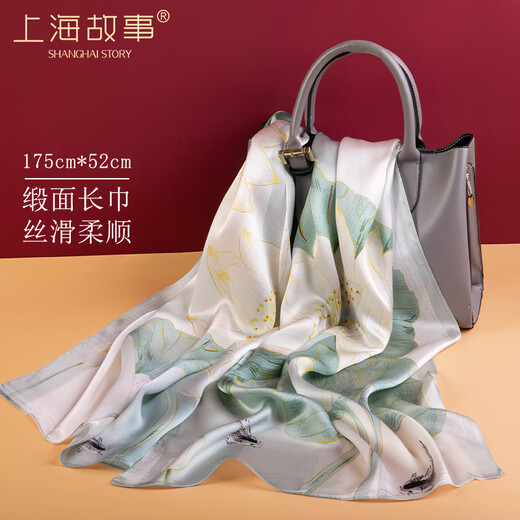 Shanghai story bufanda de seda damas 100% mulberry silt satin bufand caja de regalo para el regalo de cumpleaños de la anciana de la mamá festival