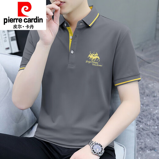 皮尔卡丹（pierre cardin）夏季短袖polo衫男潮牌刺绣领子t恤时尚百搭薄款纯色男ins翻领 白色 s5012 M  95-115斤