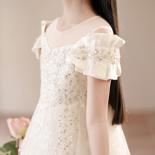 
Yaowang children's evening dress flower children wedding dress summer girl host performance piano performance clothing YR-KLS-1792 white sleeveless 120