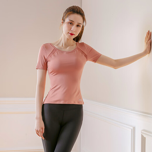 Sporn Yoga Wear Women's 2025 New Set Short-Sleeved Thin Professional Fitness Sports Running Wear Slimming Pilates Top Black Top + Pants Suit XL (120-140Jin Jin equals 0.5kg)