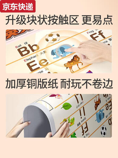 英文字母表挂图发音早教有声儿童英语启蒙点读学习神器逻辑 英文+拼音挂图+学前早教卡片机