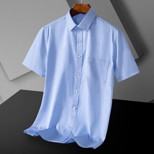 
MONTAGUT 2025 high-end brand men's short-sleeved shirt middle-aged business DP pure cotton formal wear professional workwear free solid color lining DX6628 42