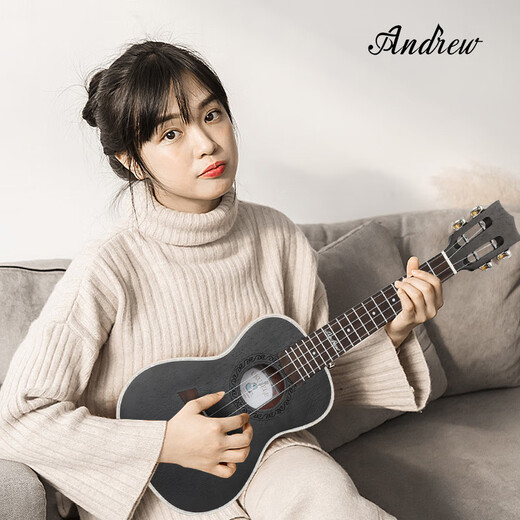 
Andrew (ANDREW) 23-inch mahogany 30-inch beginner ukulele black guitar 23-inch simple cool black ++ electronic tuner