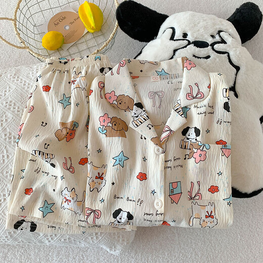 睡衣女夏季短袖云朵棉夏天女士2025年新款学生可爱卡通家居服套装 QDMBE681 M (160) 建议体重90斤以内