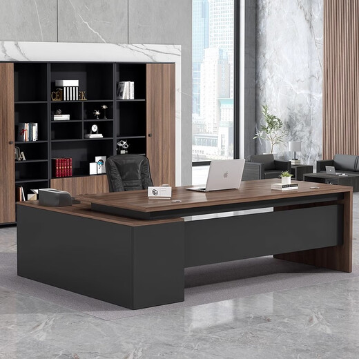 Tsukumachi desk boss desk simple modern manager desk and chair combination advanced single office executive desk with cabinet furniture 160*80cm+side cabinet gray oak